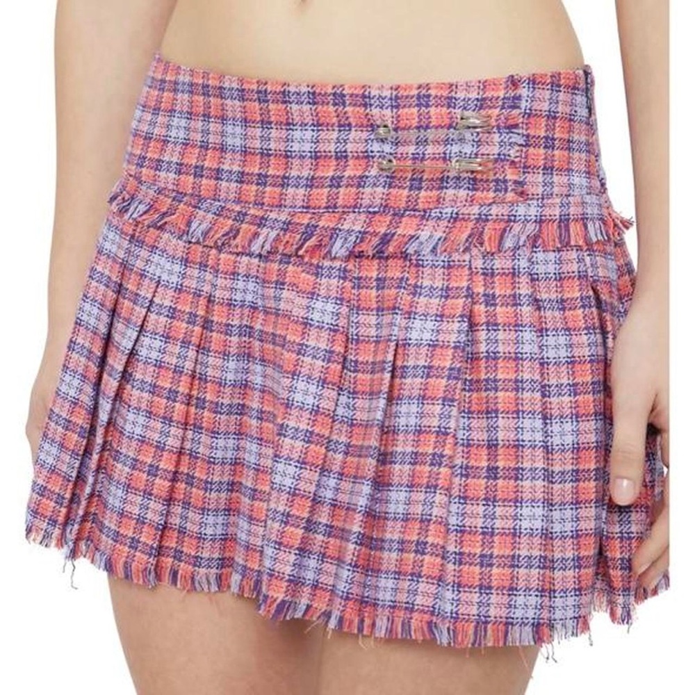danielle guizio mini skirt safety pins plaid
